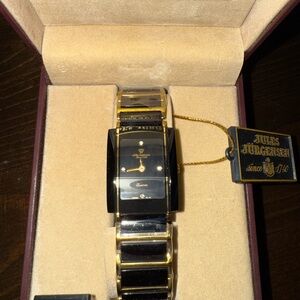 Jules Jurgensen Black Gold Tone Square Face Watch